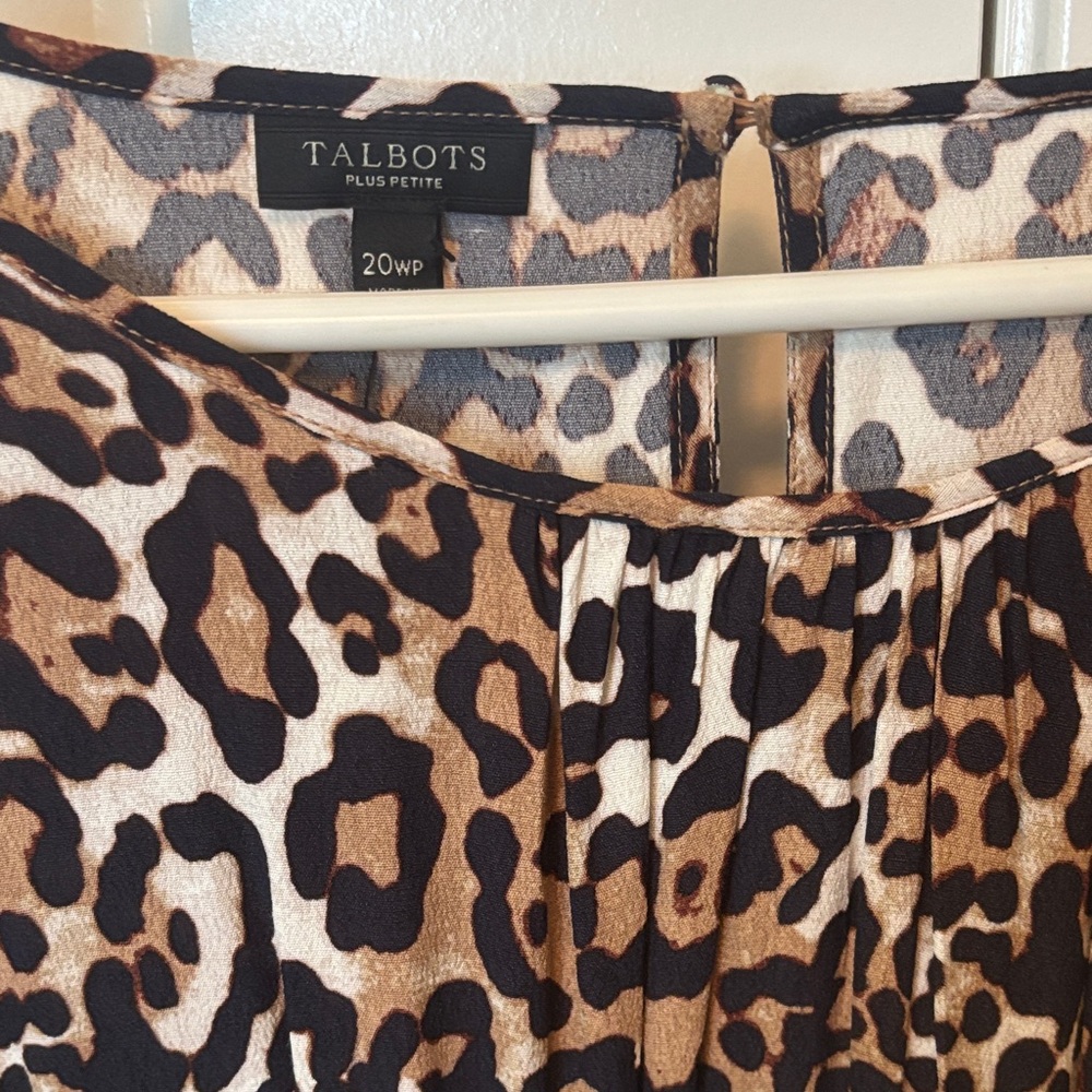 Talbots Plus Petite Leopard Print curvy dress casual date night 20wp